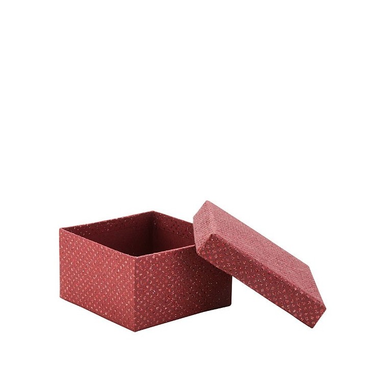 Boite paillete en papier couleur rouge 10 x 10 h6 cm