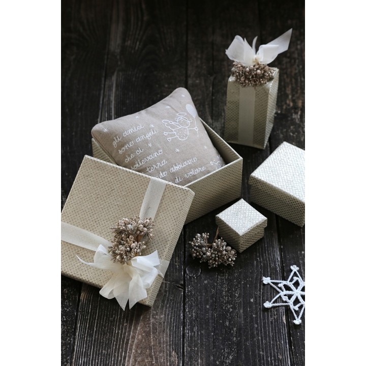 Glitter paper box linen color 17.5 x 17.5 h9 cm