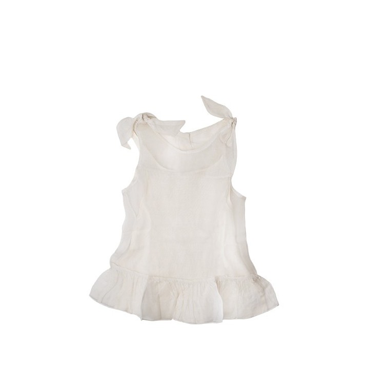 Vestito baby voile con sottoveste colore panna