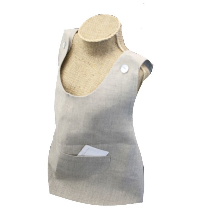 Small apron with cross on the back 100%linen natural colour