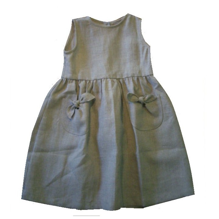 Robe baby en 100% lin avec 2 poches 3 ans