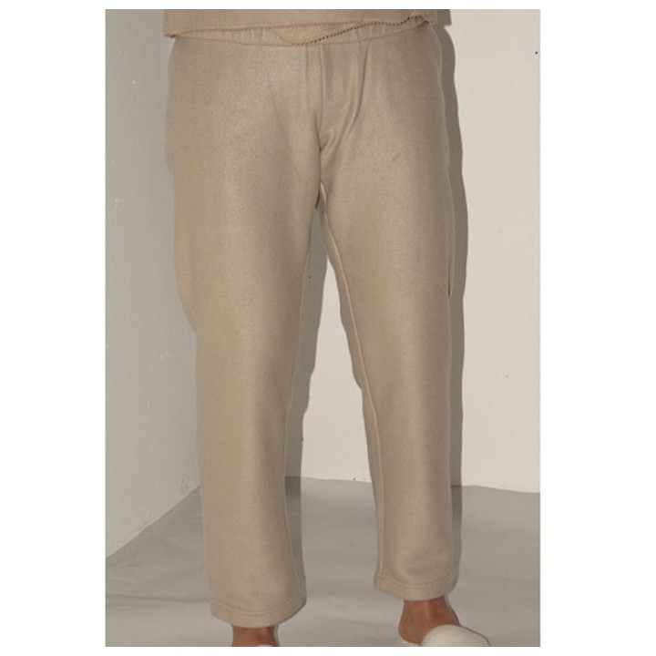 Pantalon en polaire pour adulte, taille large, couleur lin