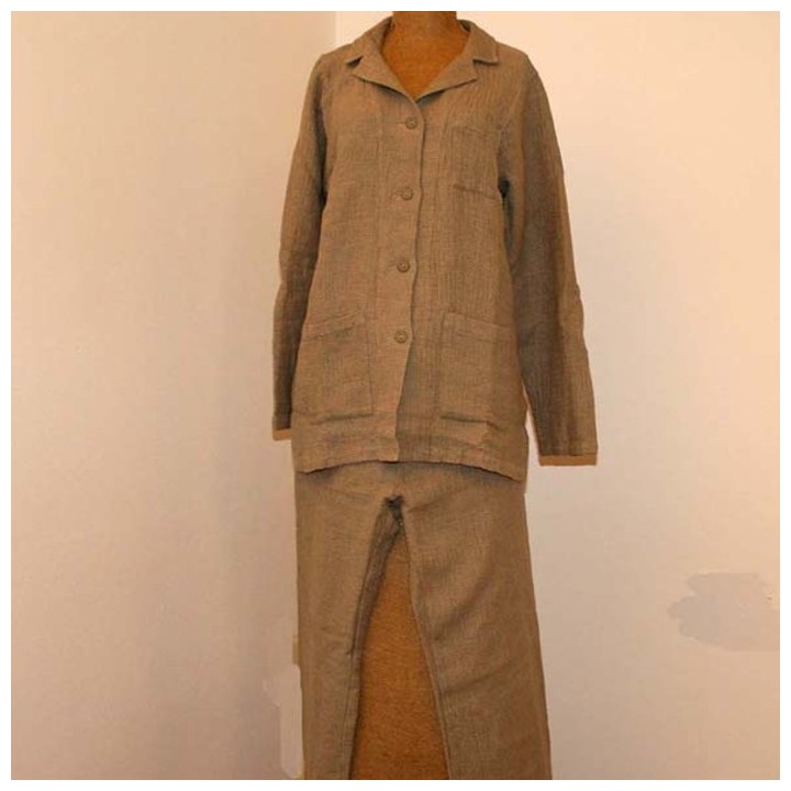 Pigiama nido d'ape 50%lino naturale large