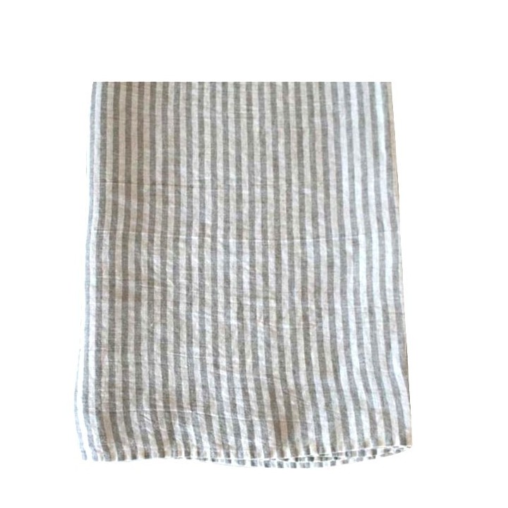 100% linen towel with natural and white stripes