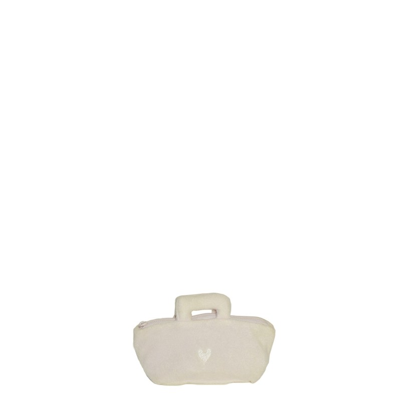 Petit sac porte-tetine en polaire creme avec zip