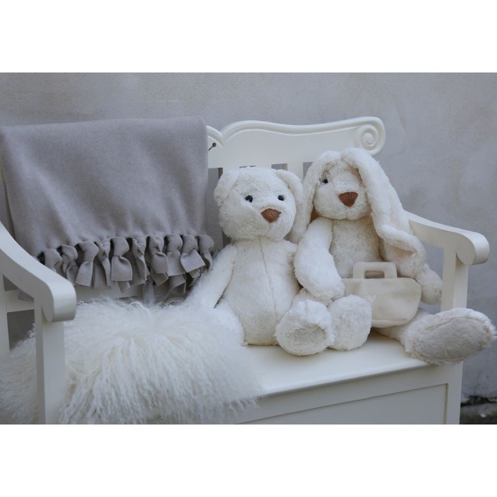 Petit sac porte-tetine en polaire creme avec zip