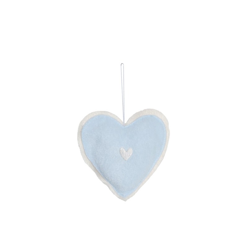 Cuore in pile imbottito colore azzurro h11.5 cm