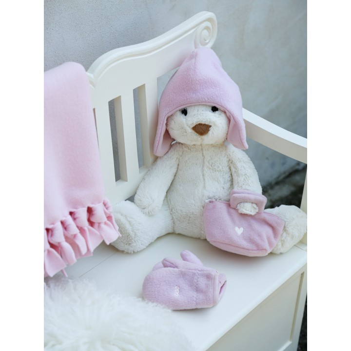Cuffia in pile baby colore rosa con stella