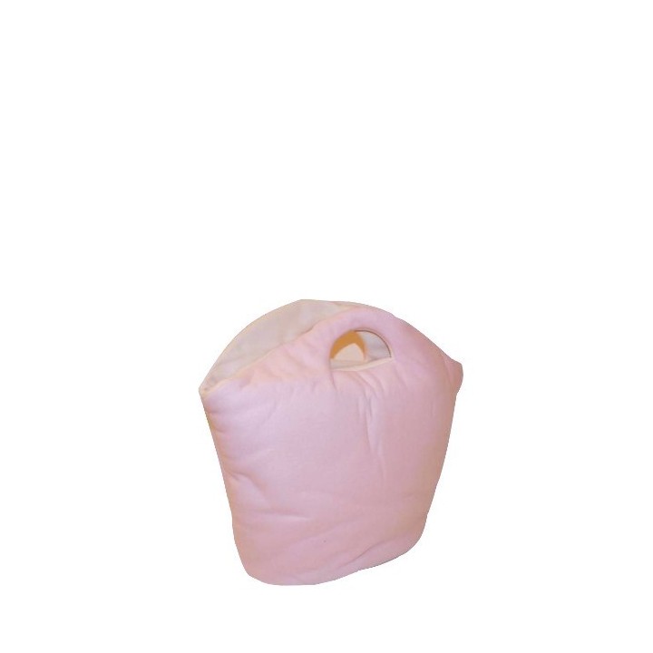 Reversible light blue/ cream fleece toy bag 60x30 h55 cm