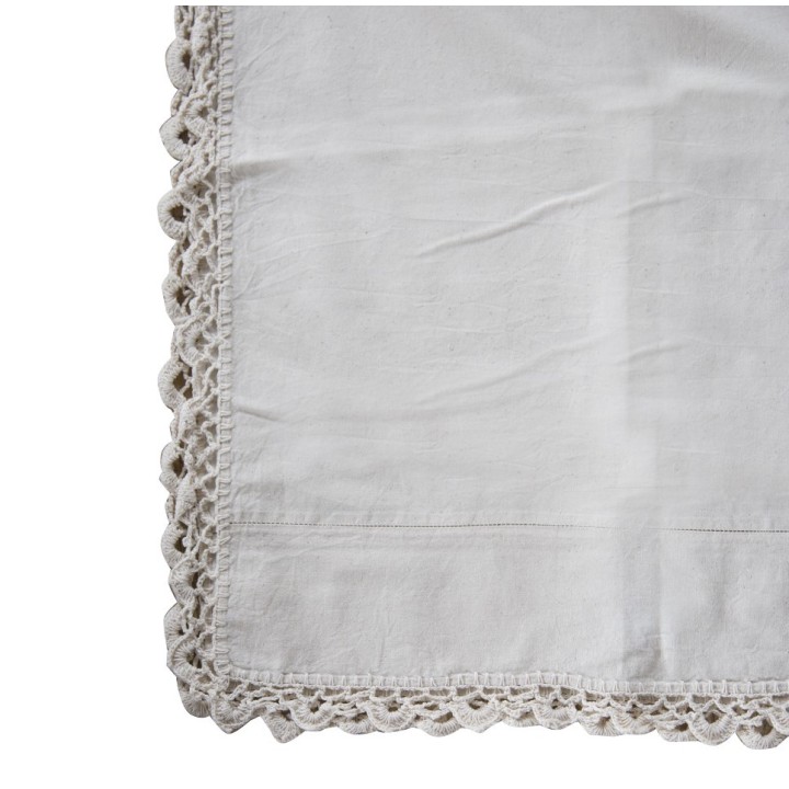 Copriletto/telo 100%cotone panna bordo uncinetto 160 x 260 cm