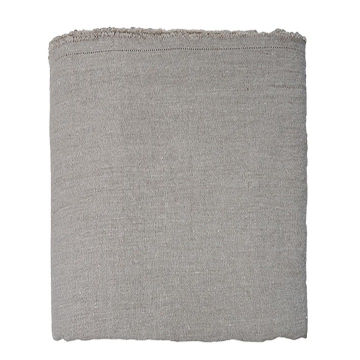 Copriletto/telo 100%lino naturale frange 270 x 270 cm