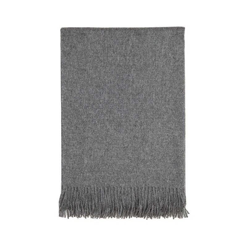 Couverture grise 100%baby alpaca avec franges 128 x 176 cm