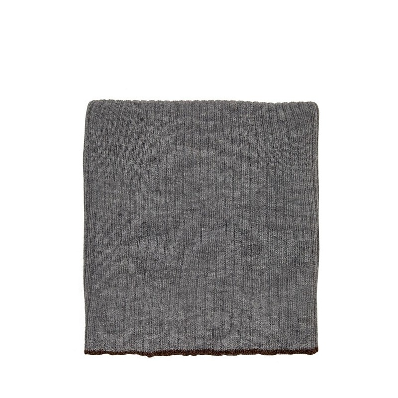 Grey 100% blanket with brown hem 120 x 160 cm