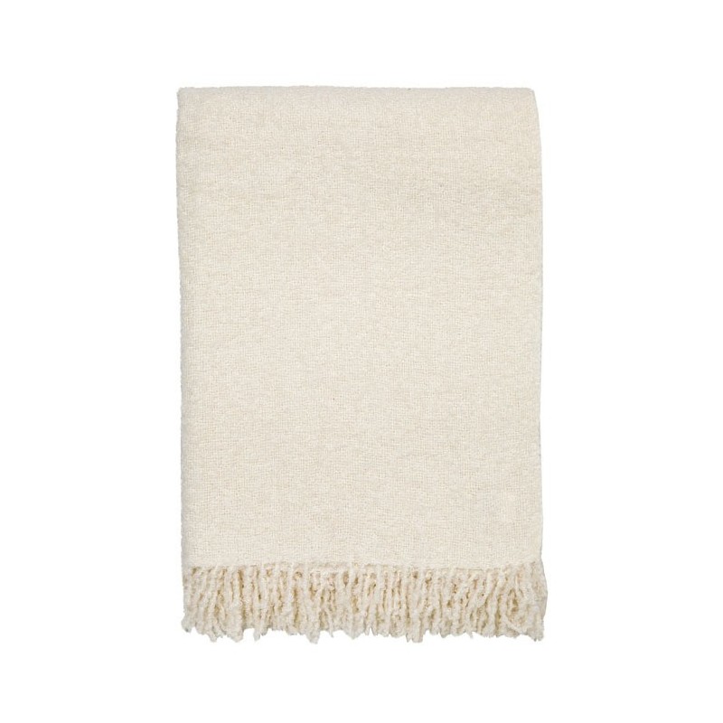 Couverture alpaca creme avec franges 130 x 180 cm