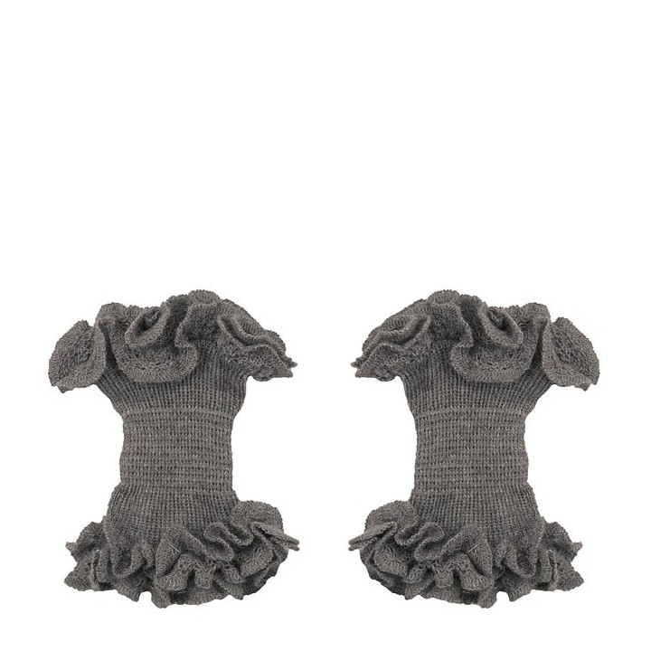 Manchettes 100%baby alpaca grises volants