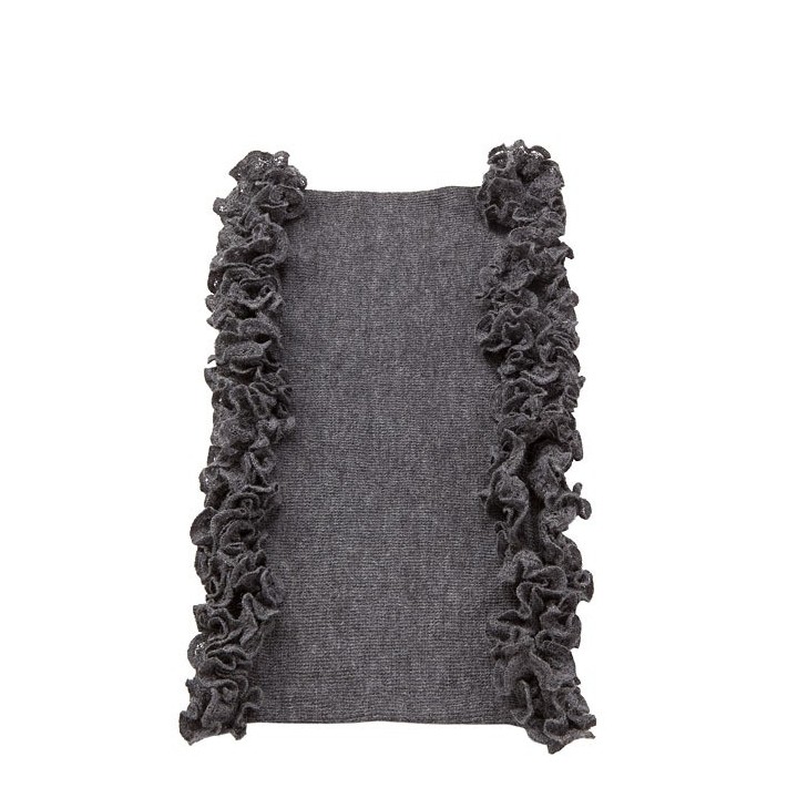 Cache-col 100%baby alpaca grise avec volants