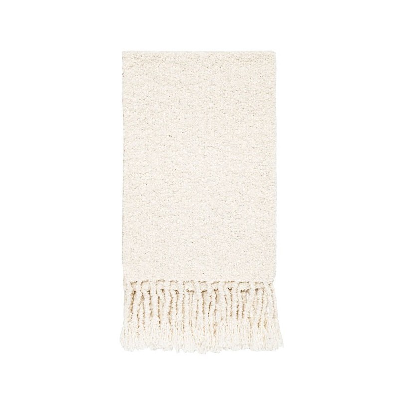 Small cream alpaca blanket with fringes 65 x 90 cm