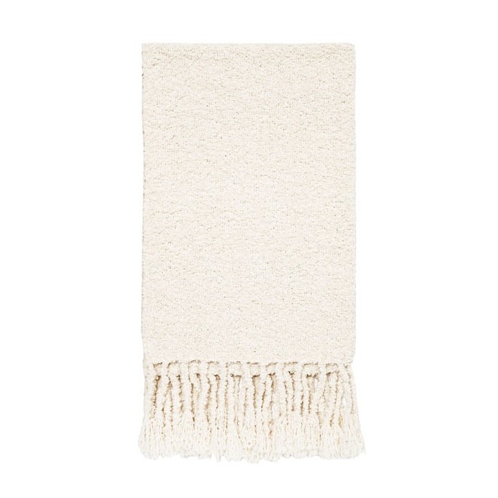 Small cream alpaca blanket with fringes 65 x 90 cm