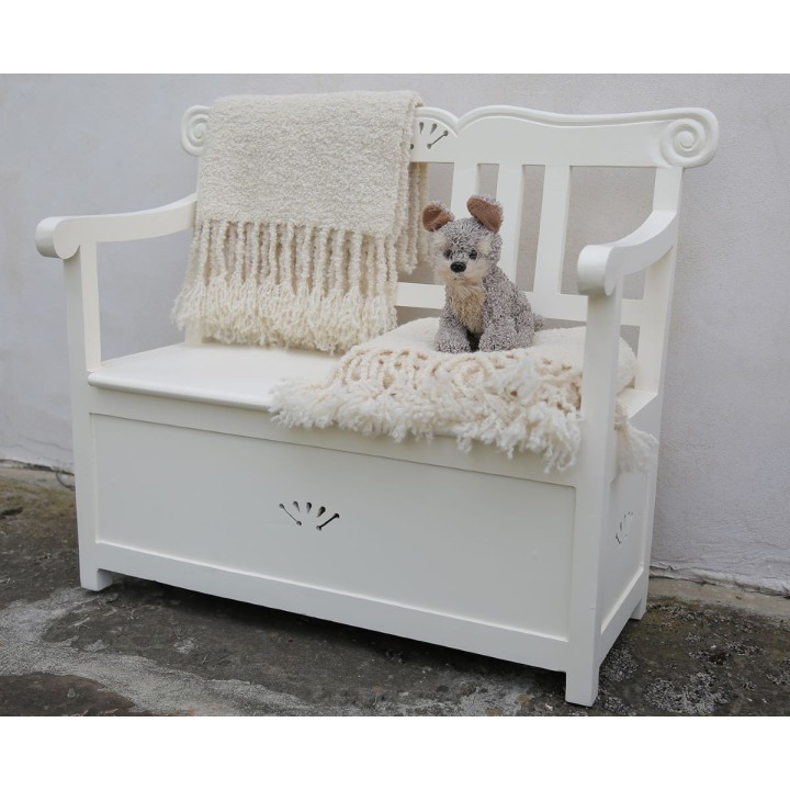 Petite couverture alpaca creme avec franges 65 x 90 cm