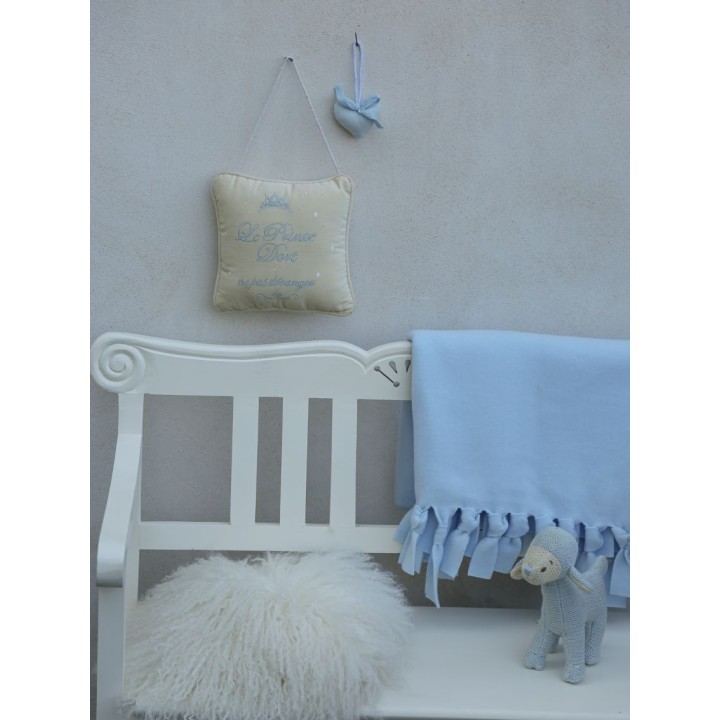 Coeur en coton bleu clair avec noeud h5.5 cm