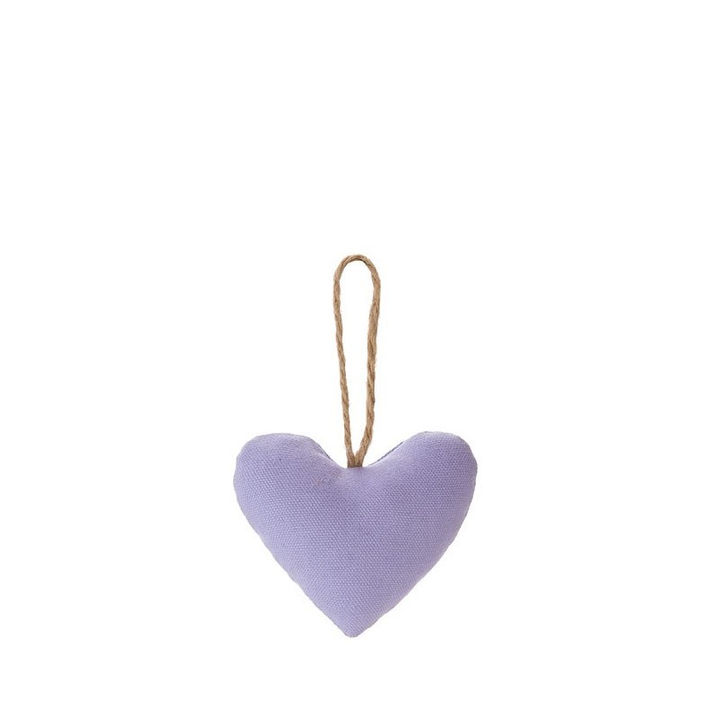 Coeur en coton lilas h9 cm