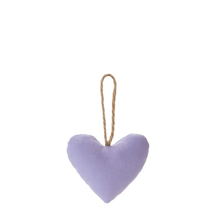Coeur en coton lilas h9 cm