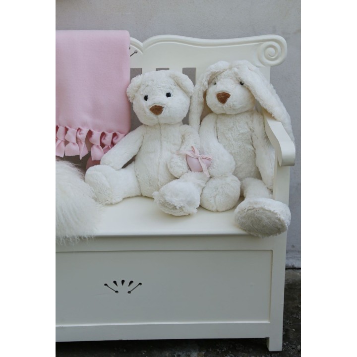 Coeur en coton rose avec noeud h5.5 cm