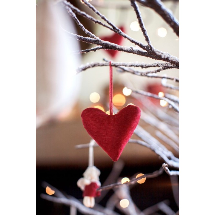 Red cotton heart h7.5 cm