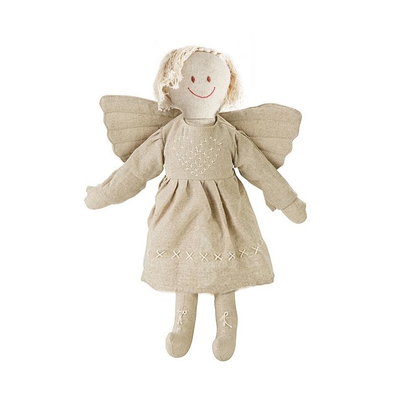 Ange du sourire et de l'amour avec coeur couleur creme h46 cm