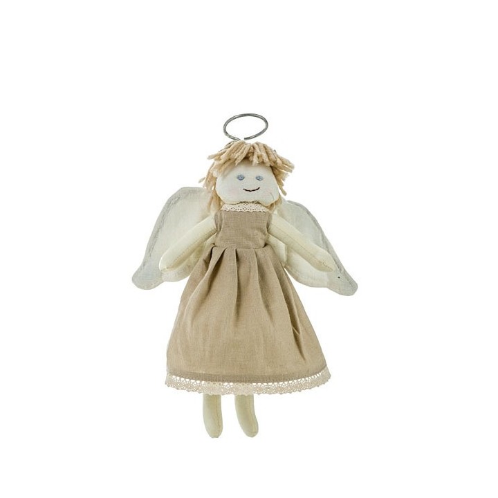 Ange en robe couleur lin h29 cm
