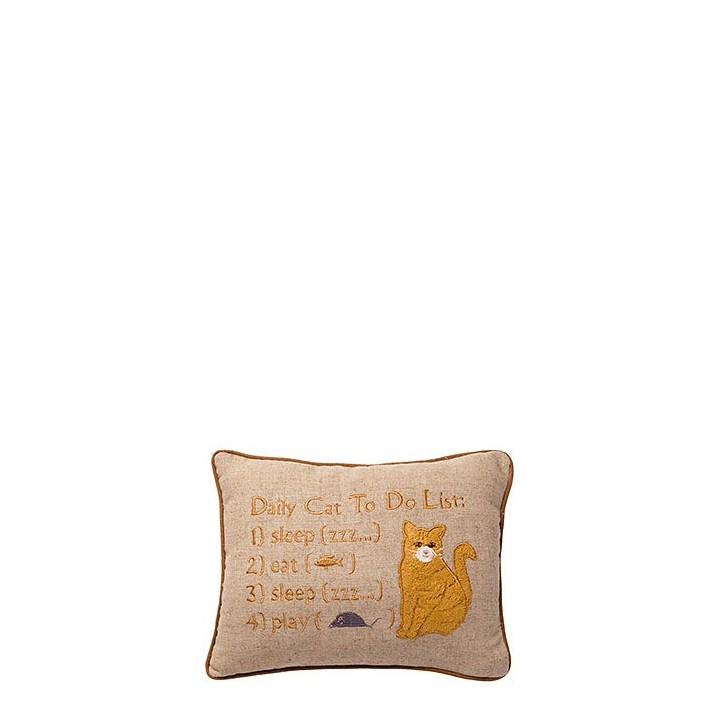 Coussin daily cat to do list (liste des taches du chat) 16 x 22 cm