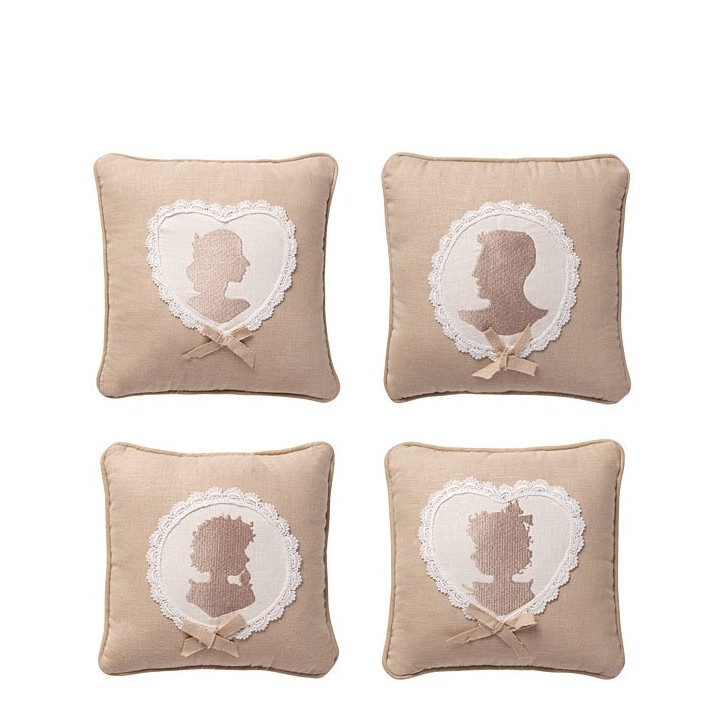 4 coussins famille 20 x 20 cm