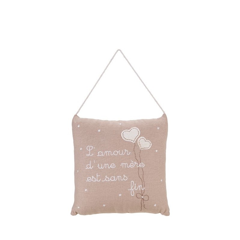 Coussin bride "l'amour d'une mere est sans fin" 20 x 20 cm