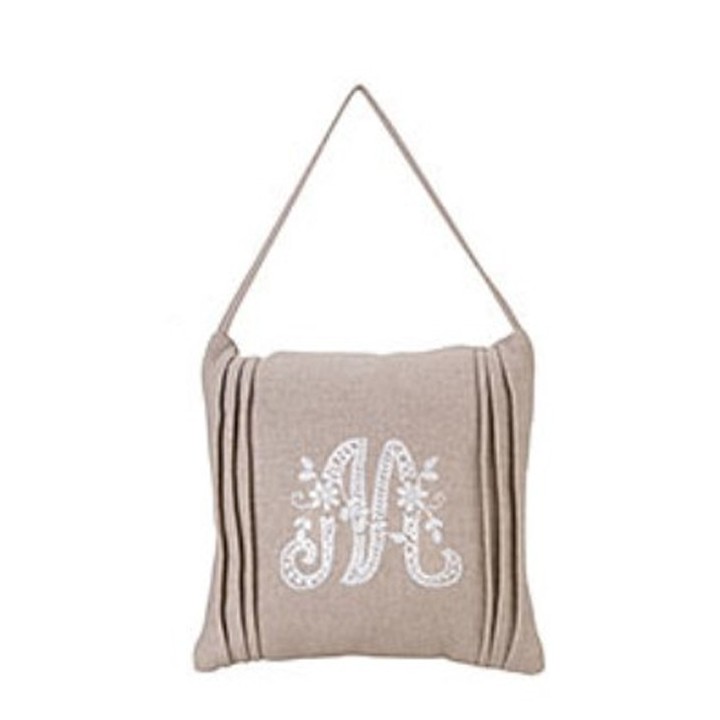 Throw embroidered pillow letter m 20 x 20 cm