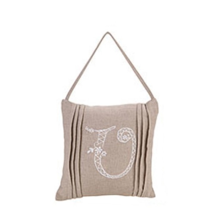 Throw embroidered pillow letter u 20 x 20 cm