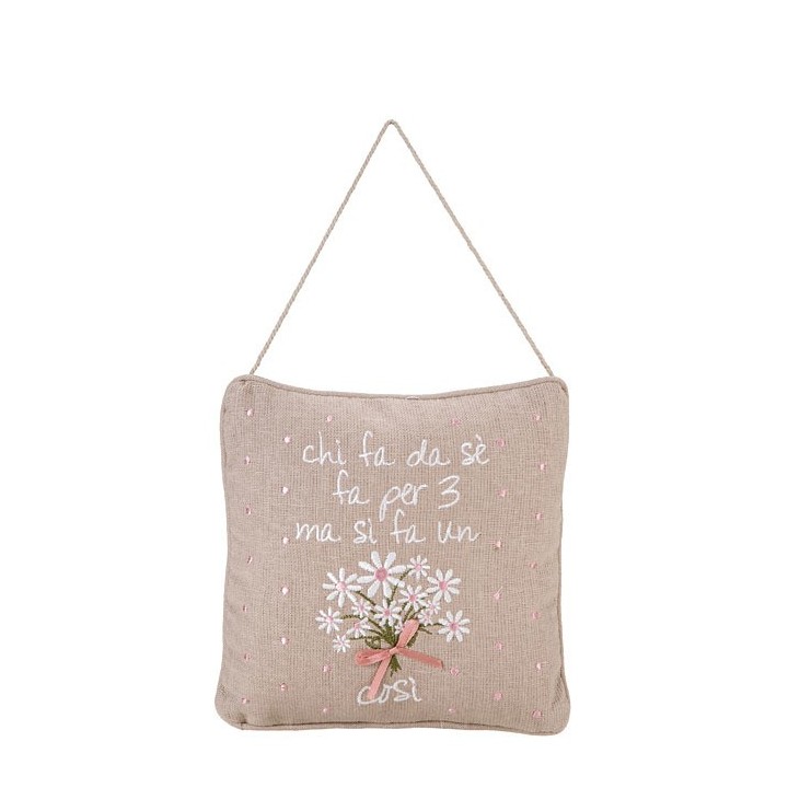 Embroidered throw pillow "chi fa da se..." (do it yourself) 20 x 20 cm