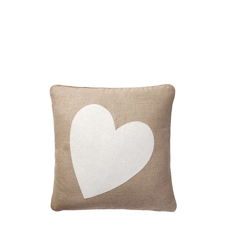Cuscino con cuore bianco 40 x 40 cm