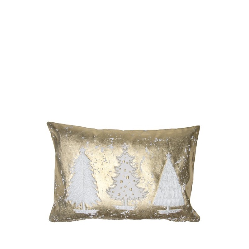 Gold throw pillow with 3 pines 30 x 45cm