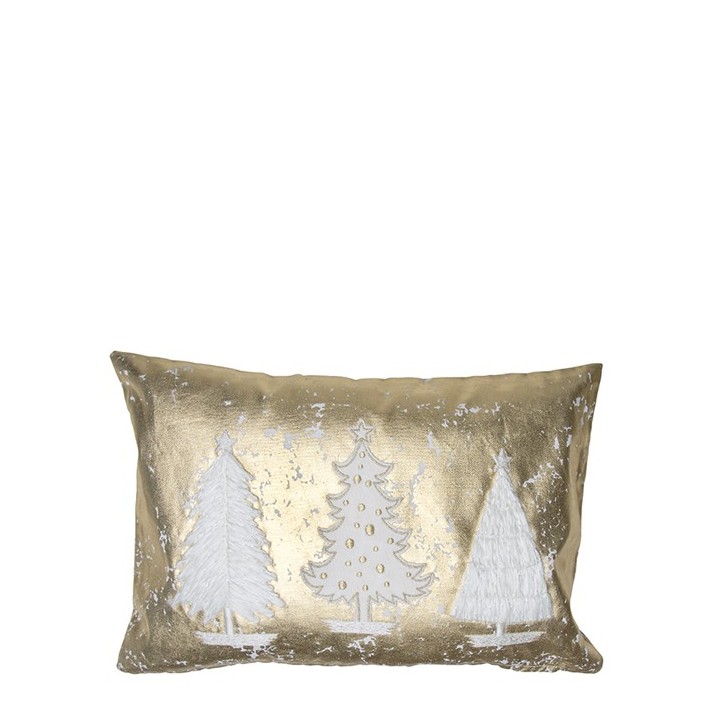 Gold throw pillow with 3 pines 30 x 45cm