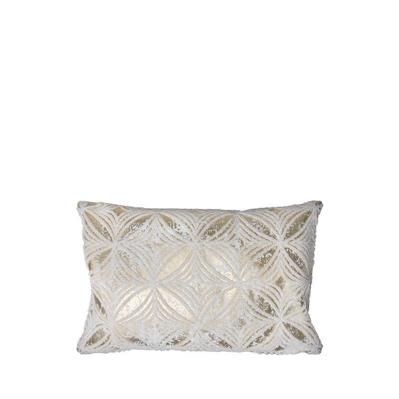 Coussin en coton avec décorations en relief, mesurant 30 x 45 cm. zip invisible sur le bord.