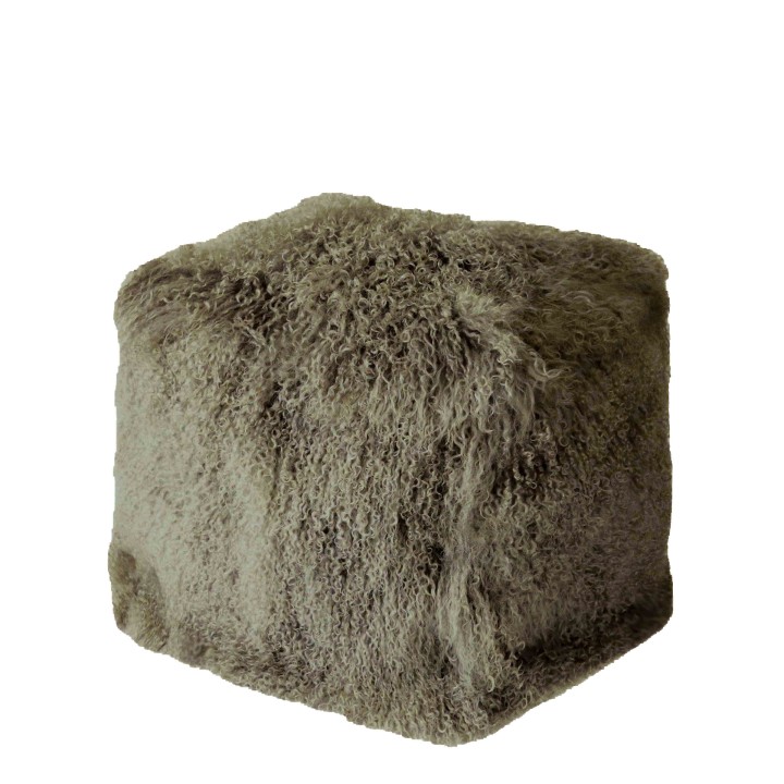 Cube en fourrure de mongolie bois 40x40 h40cm