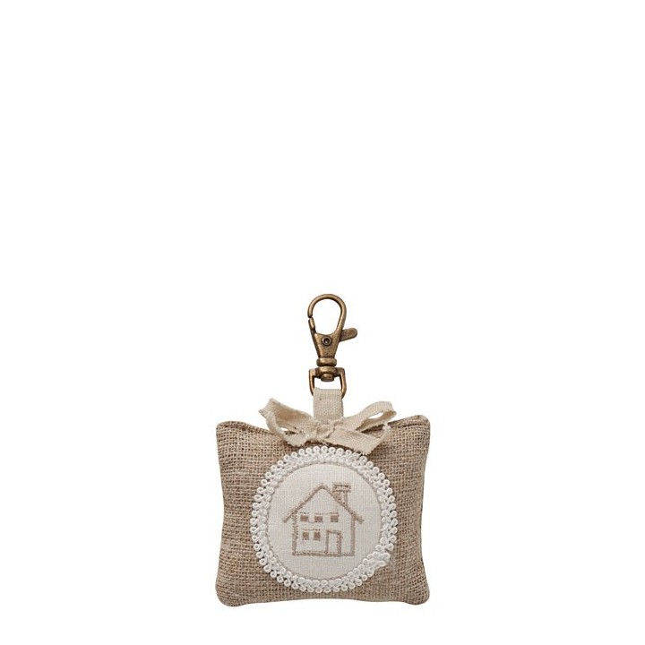 Petit coussin porte-cles maison 8 x 7 cm