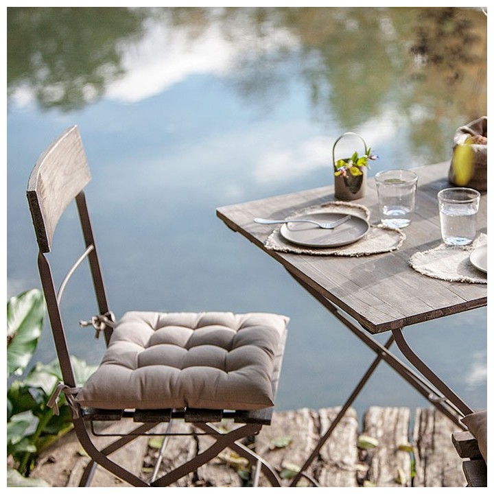 Coussin bistrot 100% coton avec lacets 40 x 40 cm