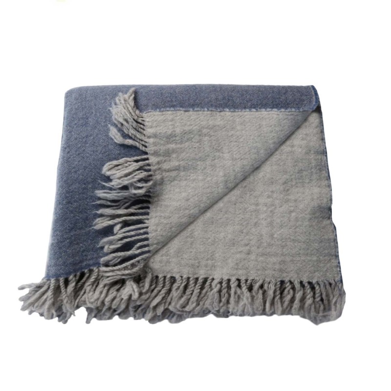 Couverture 100% laine vierge avec franges