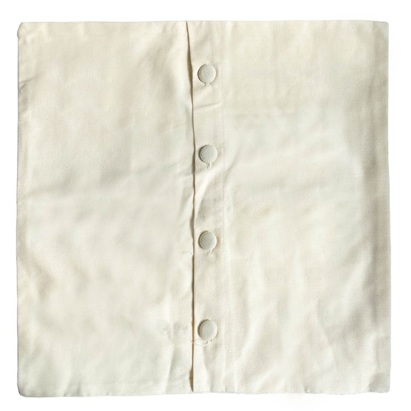 Doublure en coton crème avec boutons recouverts de coton crème, mesurant 100 cm x 100 cm.