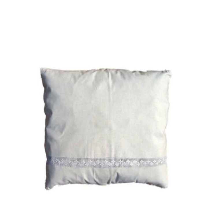 White cotton pillowcase with crochet stripe 39 x 39 cm