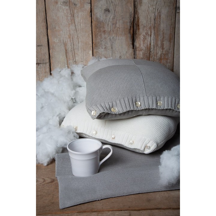 Grey cotton pillowcase with bottons 35 x 42 cm