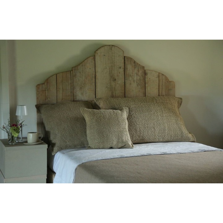 Housse 100%lin naturel tricote avec metier a tisser 30 x 50 cm