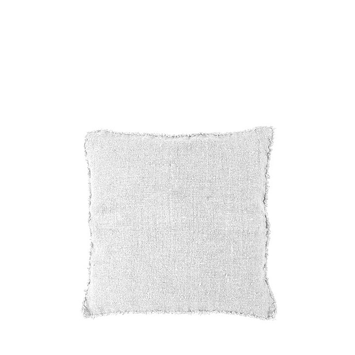 Fodera 100% lino grezzo colore panna e frange 40 x 40 cm