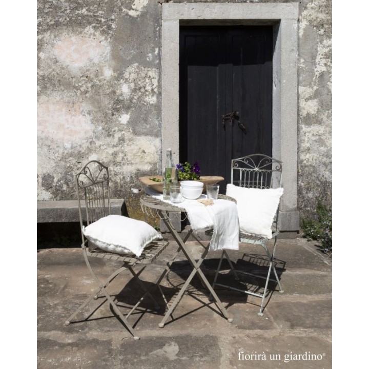 100% rough linen pillowcase with fringes cream colour 40x40 cm